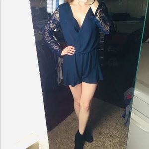 Navy Long-Sleeve Romper